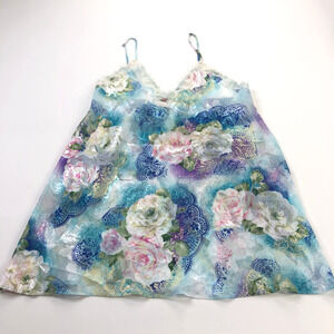 La Intimates Medium Vintage Y2K Floral Lace Babydoll Mini Slip Dress Multicolor